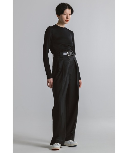 CINOH(チノ)の「T/W TWILL HIGH WAIST TWO TUCK PANTS(スラックス・レディース・グレー/ブラック・38/36)」の11枚目の写真