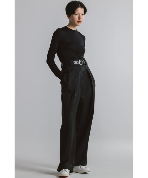 CINOH(チノ)の「T/W TWILL HIGH WAIST TWO TUCK PANTS(スラックス・レディース・グレー/ブラック・38/36)」の10枚目の写真
