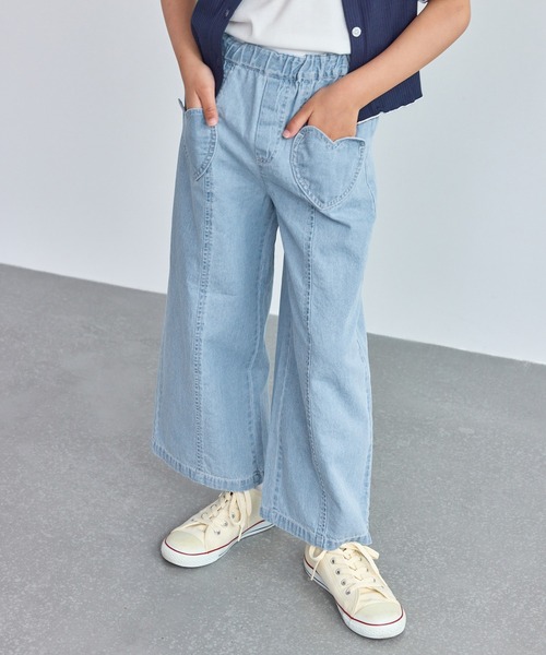 ROPE' PICNIC（ロペピクニック）の「【KIDS/キッズ】ハートポケットストレートワイドデニムパンツ（デニムパンツ・キッズ・サックスブルー/ネイビー・L/M/S）」の2枚目の写真