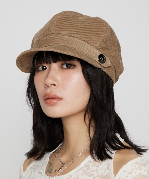 LAGUA GEM（ラグアジェム）の「CORDUROY キャップ（キャスケット・レディース・ベージュ/ライトブラック・FREE）」の2枚目の写真