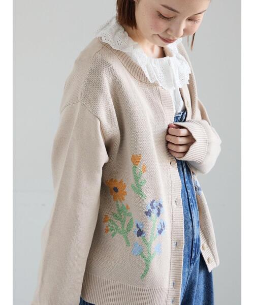 Samansa Mos2（サマンサ モスモス）の「花柄ジャカードカーディガン（カーディガン/ボレロ・レディース・グレー/サックスブルー/ベージュ・F）」の3枚目の写真