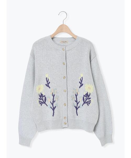 Samansa Mos2（サマンサ モスモス）の「花柄ジャカードカーディガン（カーディガン/ボレロ・レディース・グレー/サックスブルー/ベージュ・F）」の2枚目の写真