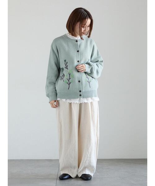 Samansa Mos2（サマンサ モスモス）の「花柄ジャカードカーディガン（カーディガン/ボレロ・レディース・グレー/サックスブルー/ベージュ・F）」の5枚目の写真