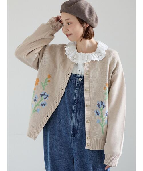 Samansa Mos2（サマンサ モスモス）の「花柄ジャカードカーディガン（カーディガン/ボレロ・レディース・グレー/サックスブルー/ベージュ・F）」の9枚目の写真