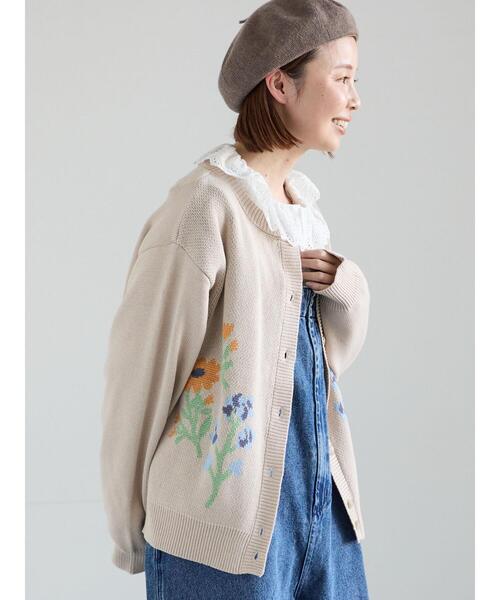 Samansa Mos2（サマンサ モスモス）の「花柄ジャカードカーディガン（カーディガン/ボレロ・レディース・グレー/サックスブルー/ベージュ・F）」の10枚目の写真