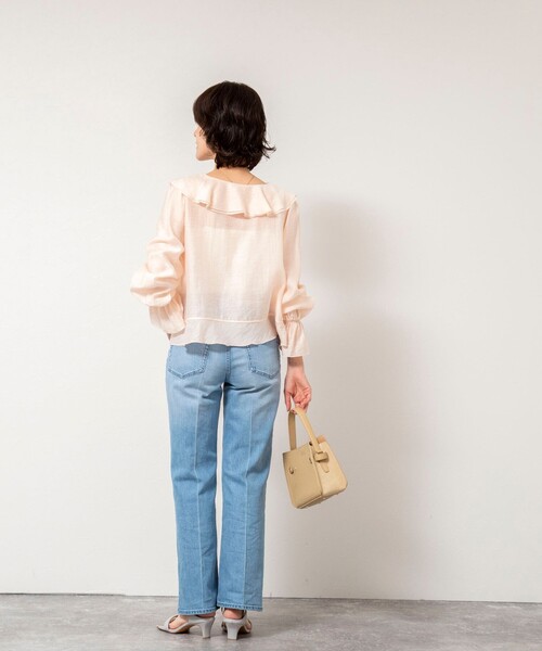 NOLLEY’S Sophi（ノーリーズソフィ）の「ウォッシャブルシアーラッフル羽織りブラウス（シャツ/ブラウス・レディース・ベビーピンク/ミント/ホワイト・38）」の6枚目の写真