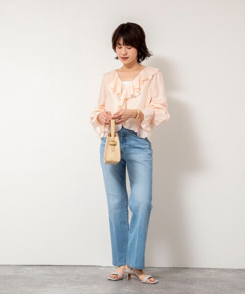 NOLLEY’S Sophi（ノーリーズソフィ）の「ウォッシャブルシアーラッフル羽織りブラウス（シャツ/ブラウス・レディース・ベビーピンク/ミント/ホワイト・38）」の8枚目の写真