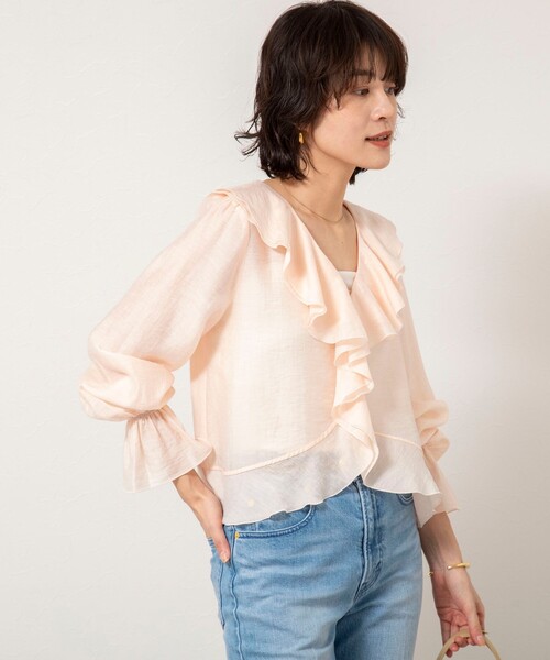 NOLLEY’S Sophi（ノーリーズソフィ）の「ウォッシャブルシアーラッフル羽織りブラウス（シャツ/ブラウス・レディース・ベビーピンク/ミント/ホワイト・38）」の11枚目の写真