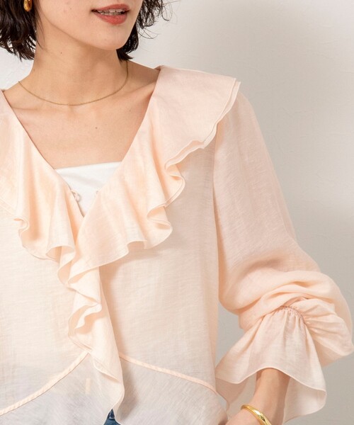 NOLLEY’S Sophi（ノーリーズソフィ）の「ウォッシャブルシアーラッフル羽織りブラウス（シャツ/ブラウス・レディース・ベビーピンク/ミント/ホワイト・38）」の13枚目の写真