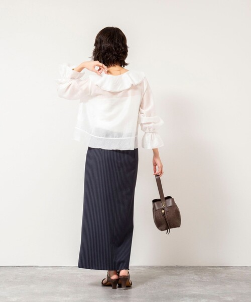 NOLLEY’S Sophi（ノーリーズソフィ）の「ウォッシャブルシアーラッフル羽織りブラウス（シャツ/ブラウス・レディース・ベビーピンク/ミント/ホワイト・38）」の21枚目の写真