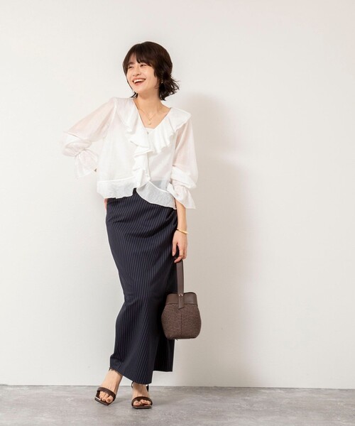 NOLLEY’S Sophi（ノーリーズソフィ）の「ウォッシャブルシアーラッフル羽織りブラウス（シャツ/ブラウス・レディース・ベビーピンク/ミント/ホワイト・38）」の22枚目の写真