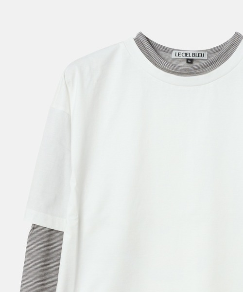 LE CIEL BLEU(ルシェルブルー)の「モックレイヤーLS Tシャツ / Mock-Layer LS T-Shirt(Tシャツ/カットソー・レディース・グレー/ホワイト・36)」の3枚目の写真