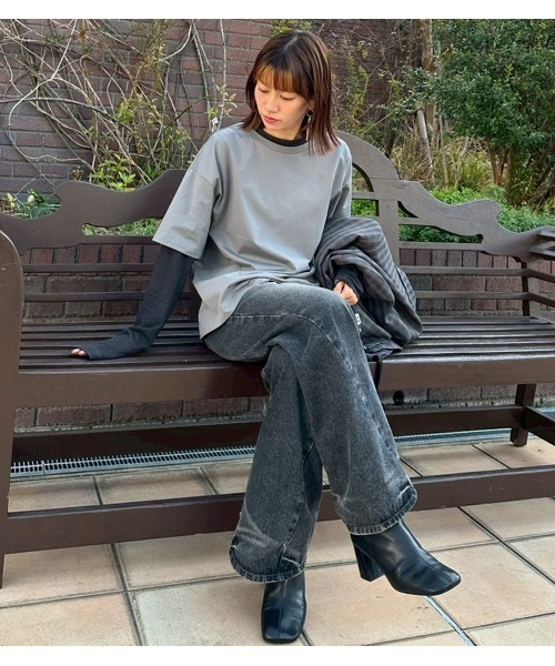 LE CIEL BLEU(ルシェルブルー)の「モックレイヤーLS Tシャツ / Mock-Layer LS T-Shirt(Tシャツ/カットソー・レディース・グレー/ホワイト・36)」の16枚目の写真