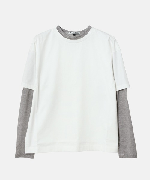 LE CIEL BLEU(ルシェルブルー)の「モックレイヤーLS Tシャツ / Mock-Layer LS T-Shirt(Tシャツ/カットソー・レディース・グレー/ホワイト・36)」の15枚目の写真