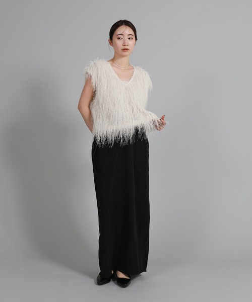 select MOCA Et（セレクトモカエト）の「【Et】2WAY feather Short Vest（ベスト・レディース・アイボリー/グレー・FREE）」の3枚目の写真
