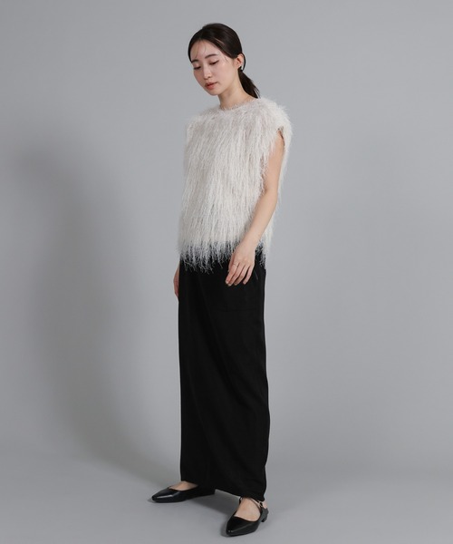 select MOCA Et（セレクトモカエト）の「【Et】2WAY feather Short Vest（ベスト・レディース・アイボリー/グレー・FREE）」の13枚目の写真