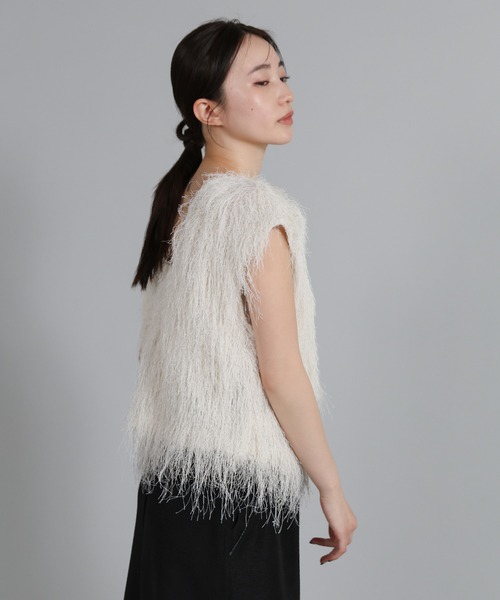 select MOCA Et（セレクトモカエト）の「【Et】2WAY feather Short Vest（ベスト・レディース・アイボリー/グレー・FREE）」の11枚目の写真