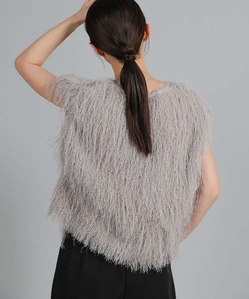 select MOCA Et（セレクトモカエト）の「【Et】2WAY feather Short Vest（ベスト・レディース・アイボリー/グレー・FREE）」の18枚目の写真