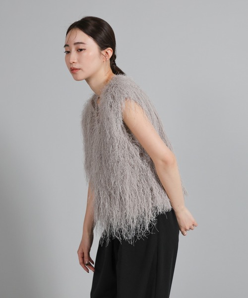 select MOCA Et（セレクトモカエト）の「【Et】2WAY feather Short Vest（ベスト・レディース・アイボリー/グレー・FREE）」の19枚目の写真