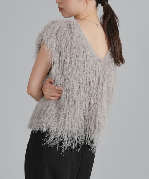 select MOCA Et（セレクトモカエト）の「【Et】2WAY feather Short Vest（ベスト・レディース・アイボリー/グレー・FREE）」の22枚目の写真