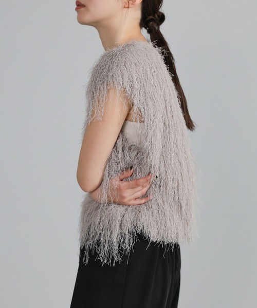 select MOCA Et（セレクトモカエト）の「【Et】2WAY feather Short Vest（ベスト・レディース・アイボリー/グレー・FREE）」の17枚目の写真