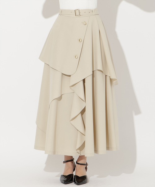 AND COUTURE（アンドクチュール）の「ベルト付きレイヤードデザインフレアスカート（スカート・レディース・グレー系その他/ブルー/ブルー系その他/ベージュ・MEDIUM/SMALL）」の16枚目の写真