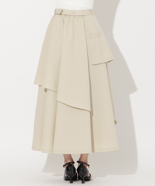 AND COUTURE（アンドクチュール）の「ベルト付きレイヤードデザインフレアスカート（スカート・レディース・グレー系その他/ブルー/ブルー系その他/ベージュ・MEDIUM/SMALL）」の18枚目の写真