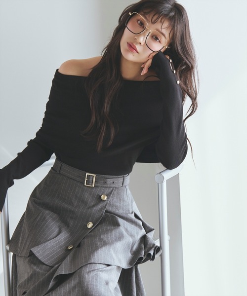 AND COUTURE（アンドクチュール）の「ベルト付きレイヤードデザインフレアスカート（スカート・レディース・グレー系その他/ブルー/ブルー系その他/ベージュ・MEDIUM/SMALL）」の7枚目の写真