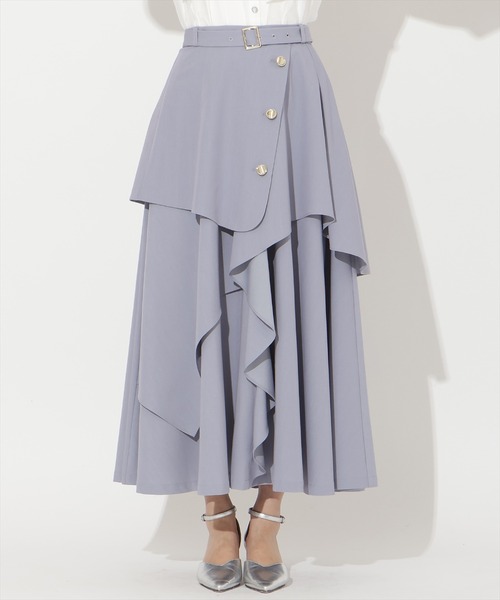 AND COUTURE（アンドクチュール）の「ベルト付きレイヤードデザインフレアスカート（スカート・レディース・グレー系その他/ブルー/ブルー系その他/ベージュ・MEDIUM/SMALL）」の22枚目の写真