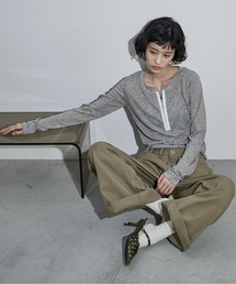 シアーリブホックヘンリーネックプルオーバー