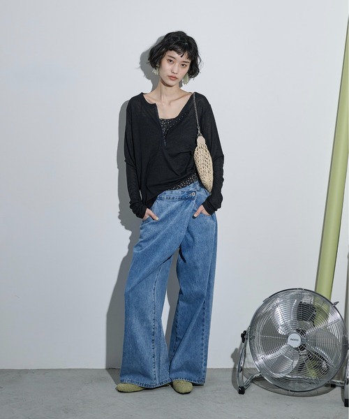 THE YOn(ザヨン)の「シアーリブホックヘンリーネックプルオーバー(Tシャツ/カットソー・レディース・ブラック/オフホワイト/グレー/ピンク・FREE)」の12枚目の写真