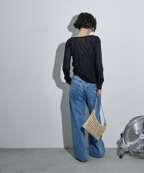 THE YOn(ザヨン)の「シアーリブホックヘンリーネックプルオーバー(Tシャツ/カットソー・レディース・ブラック/オフホワイト/グレー/ピンク・FREE)」の14枚目の写真