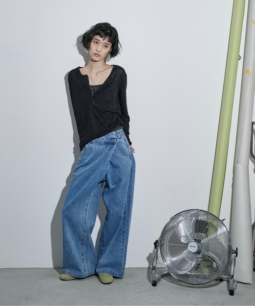 THE YOn(ザヨン)の「シアーリブホックヘンリーネックプルオーバー(Tシャツ/カットソー・レディース・ブラック/オフホワイト/グレー/ピンク・FREE)」の15枚目の写真