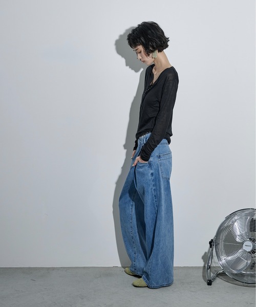 THE YOn(ザヨン)の「シアーリブホックヘンリーネックプルオーバー(Tシャツ/カットソー・レディース・ブラック/オフホワイト/グレー/ピンク・FREE)」の16枚目の写真