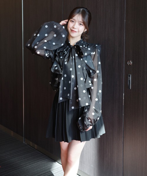 EIMY ISTOIRE(エイミーイストワール)の「ドットボウタイラッフルブラウス(シャツ/ブラウス・レディース・ブラック/ブラウン/ホワイト・F)」の19枚目の写真