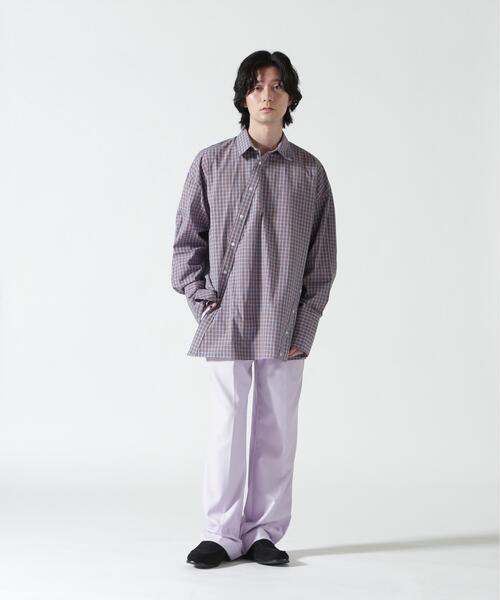 Toironier（トワロニエ）の「Toironier/トワロニエ/CHECK ASYMMETRY SHIRTS（シャツ/ブラウス・メンズ・ネイビー/オレンジ・F）」の8枚目の写真