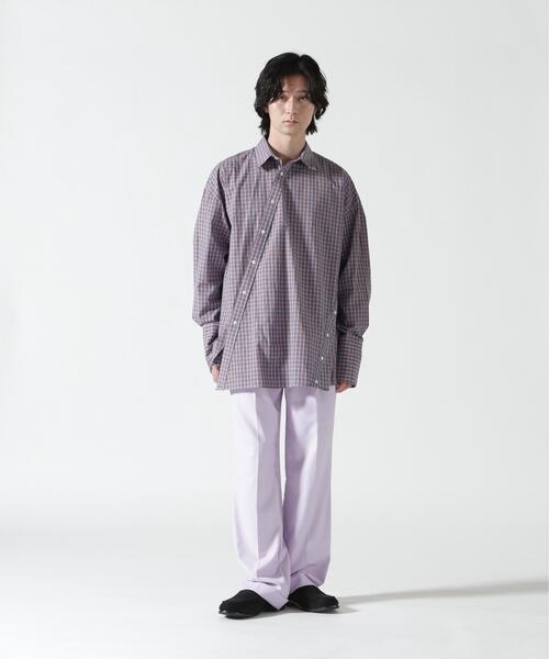 Toironier（トワロニエ）の「Toironier/トワロニエ/CHECK ASYMMETRY SHIRTS（シャツ/ブラウス・メンズ・ネイビー/オレンジ・F）」の9枚目の写真