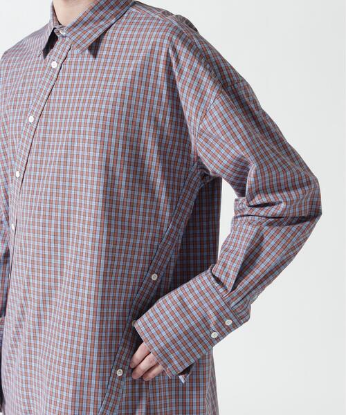 Toironier（トワロニエ）の「Toironier/トワロニエ/CHECK ASYMMETRY SHIRTS（シャツ/ブラウス・メンズ・ネイビー/オレンジ・F）」の13枚目の写真