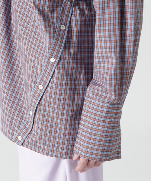 Toironier（トワロニエ）の「Toironier/トワロニエ/CHECK ASYMMETRY SHIRTS（シャツ/ブラウス・メンズ・ネイビー/オレンジ・F）」の14枚目の写真