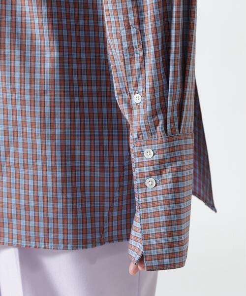 Toironier（トワロニエ）の「Toironier/トワロニエ/CHECK ASYMMETRY SHIRTS（シャツ/ブラウス・メンズ・ネイビー/オレンジ・F）」の15枚目の写真