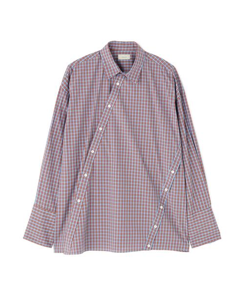 Toironier（トワロニエ）の「Toironier/トワロニエ/CHECK ASYMMETRY SHIRTS（シャツ/ブラウス・メンズ・ネイビー/オレンジ・F）」の16枚目の写真