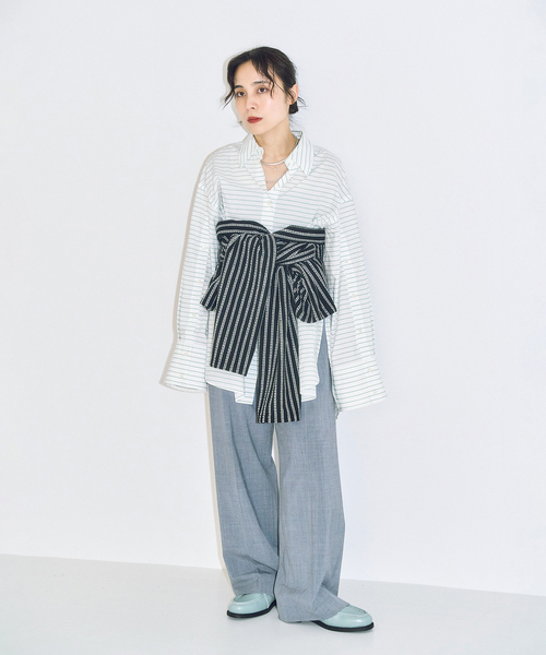 CITYSHOP（シティーショップ）の「[THE MOOD]パイルスキッパーTシャツ（Tシャツ/カットソー・レディース・ブラック/チャコールグレー・FREE）」の4枚目の写真