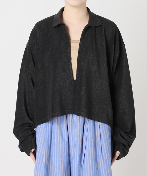 CITYSHOP（シティーショップ）の「[THE MOOD]パイルスキッパーTシャツ（Tシャツ/カットソー・レディース・ブラック/チャコールグレー・FREE）」の7枚目の写真