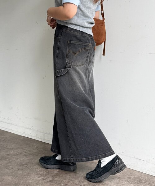 CPCM(シーピーシーエム)の「ストレッチデニムペインタースカート(スカート・レディース・ブルー/ネイビー/ブラック・SMALL/MEDIUM)」の5枚目の写真