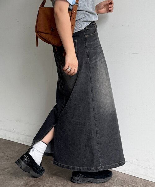 CPCM(シーピーシーエム)の「ストレッチデニムペインタースカート(スカート・レディース・ブルー/ネイビー/ブラック・SMALL/MEDIUM)」の7枚目の写真