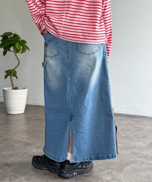 CPCM(シーピーシーエム)の「ストレッチデニムペインタースカート(スカート・レディース・ブルー/ネイビー/ブラック・SMALL/MEDIUM)」の13枚目の写真