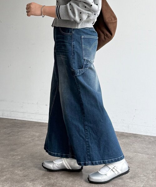 CPCM(シーピーシーエム)の「ストレッチデニムペインタースカート(スカート・レディース・ブルー/ネイビー/ブラック・SMALL/MEDIUM)」の15枚目の写真