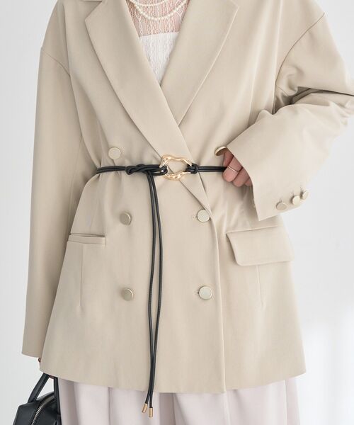 earth music&ecology(アースミュージックアンドエコロジー)の「ニュアンスバックルサッシュベルト(ベルト・レディース・ブラック/ライトブラウン・FREE)」の1枚目の写真