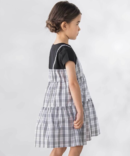BeBe Petits Pois Vert(ベベプチポワヴェール)の「【店舗限定】マドラスチェックドッキングワンピース(ワンピース・キッズ・ブルー系その他2/ブラック系その他・140cm/130cm/120cm/110cm/100cm/150cm)」の5枚目の写真