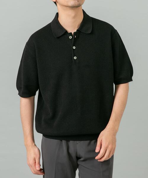 URBAN RESEARCH ROSSO MEN(アーバンリサーチロッソメン)の「『WEB限定』変形カノコ半袖ニットポロ(ポロシャツ・メンズ・ネイビー/ライトグレー/カーキ/ブラック・MEDIUM/LARGE)」の7枚目の写真